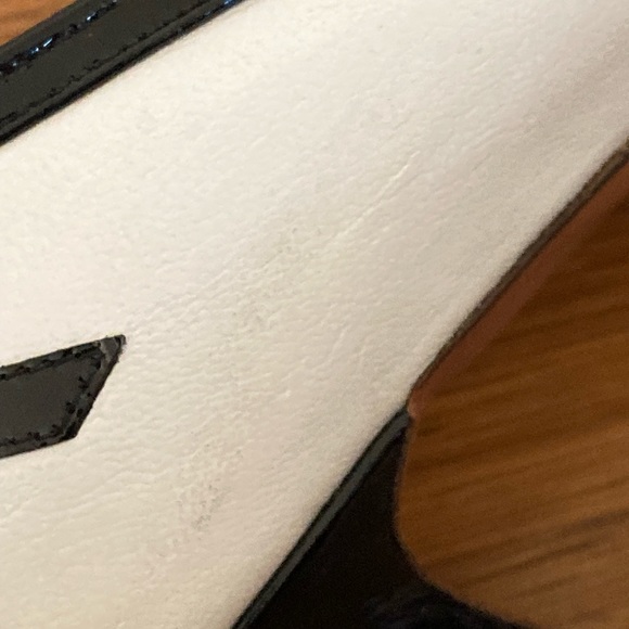 Vintage Amano Black/White Peep Toe Leather Heels Shoe USA Made Women's 9 AA - Picture 13 of 15